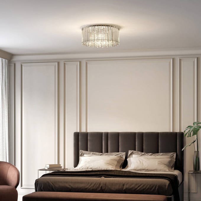 Lucande - plafondlamp - 6lichts - Metaal, kristal - H: 23 cm - G9 - chroom, helder
