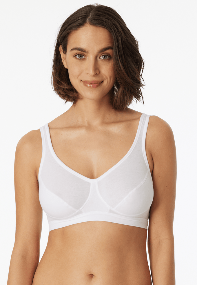 SCHIESSER 95/5 bralette (2-pack) - dames bustier met cups biologisch katoen wit