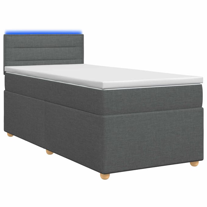vidaXL - Boxspringbed - met - matras - Donkergrijs - 80 - x - 200 - cm - Stof
