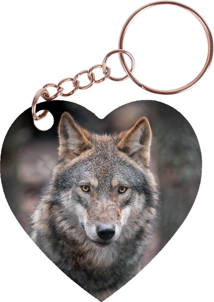 Sleutelhanger hartje 5x5cm - Wolf Bos