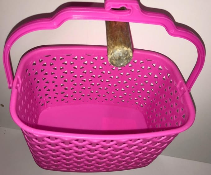 Wasknijpermandje kunststof roze
