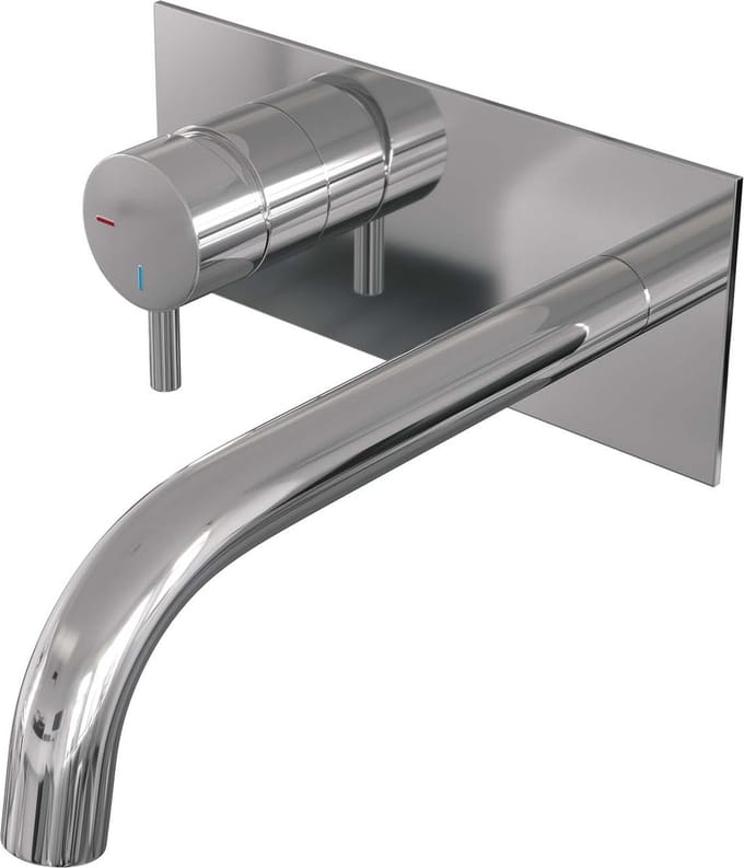 Brauer Chrome Edition inbouw wastafelmengkraan met gebogen uitloop en afdekplaat model B2 chroom