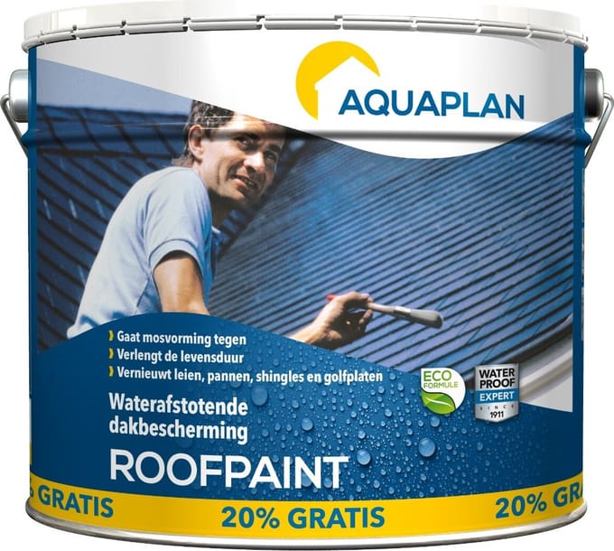 Aquaplan Roofpaint - antraciet - waterafstotende dakbescherming - 12 liter