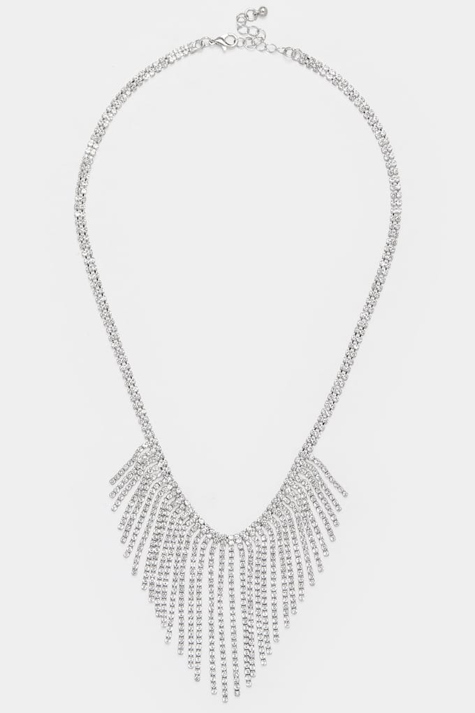 Yours Zilverkleurige Diamante Statement Choker Halskettingsize One Size
