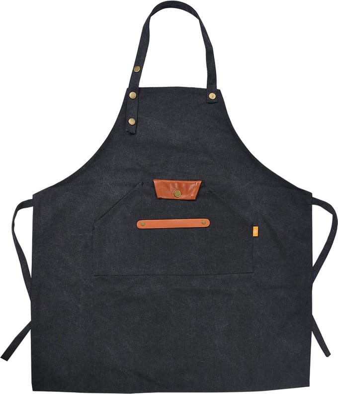 Clayre & Eef Keukenschort 78x70 cm Zilverkleurig Zwart Polyester