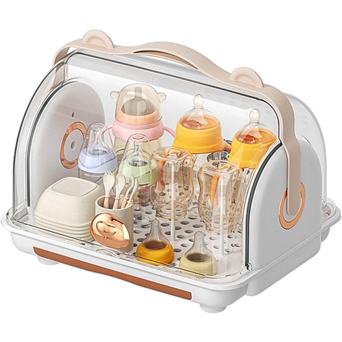Babyfles Opbergdoos Plastic Multifunctioneel Afvoer Verpleegfles Opbergdoos Organizer met beige
