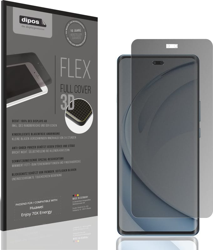 dipos FLEX – Matte Privacy Screenprotector geschikt voor Huawei Enjoy 70X Energy | Volledige Schermbescherming | Case-Friendly