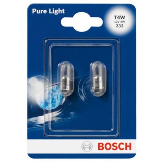 P27/7w lamp BOSCH T4W Pure Light 12V/4W, 2 Stuk