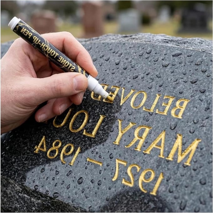 Grafsteen Pen - Steen Marker - Inscripties Herstellen - Waterdichte Formule - 13 cm - Goud