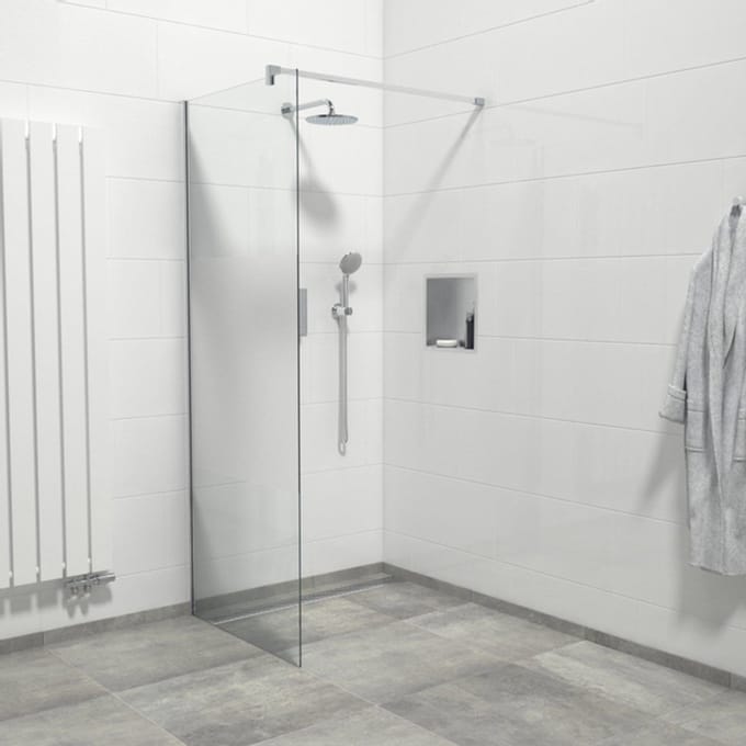 Van Marcke Inloopdouche - 80x200cm - veiligheidsglas - band mat glas - anti kalk - chroom