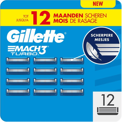 Gillette Mach3 Turbo scheermesjesnavullingen voor heren - 12 stuks