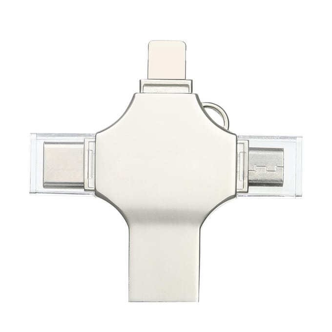 128GB 4-en-1 clé USB en métal téléphone portable ordinateur double usage Mini clé USB Support 64GB argenté