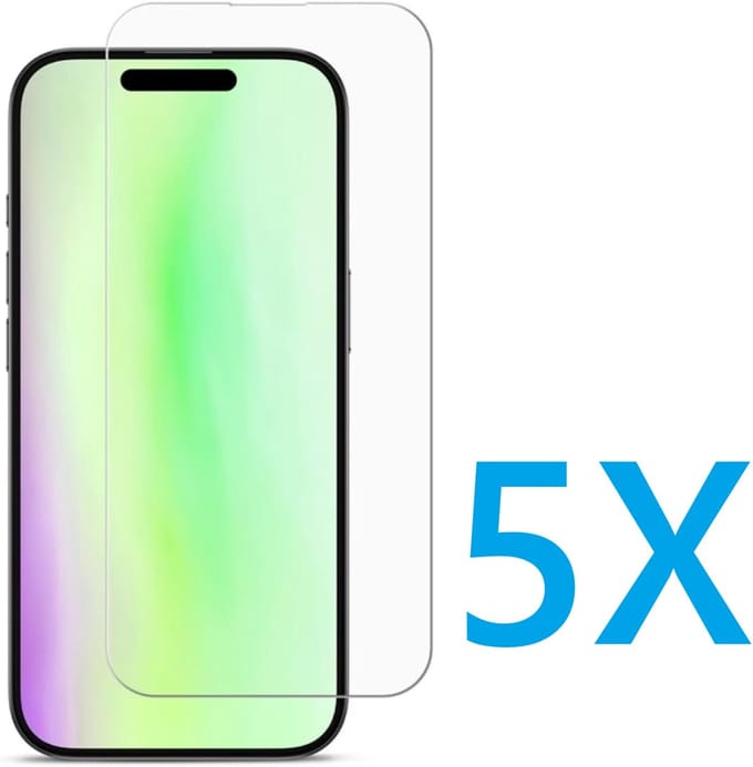 Glasplaatje Geschikt voor: Apple iPhone 17 - 5x Screenprotector - screen protector - glas - bescherm - beschermglas