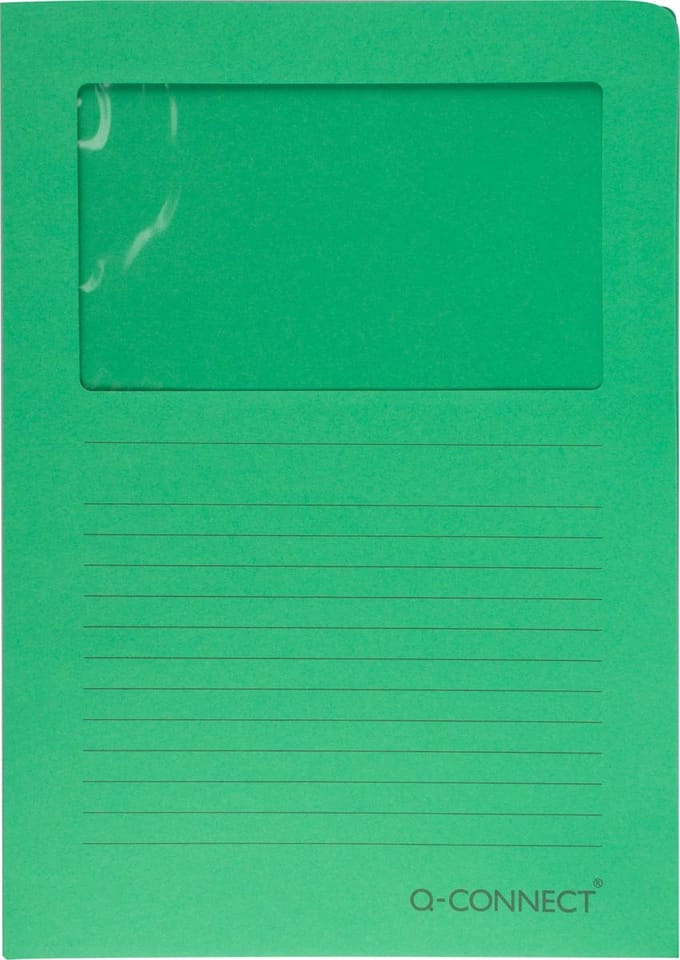 Q-CONNECT L-map met venster | 120 g/m² | A4 | pak van 100 stuks | groen