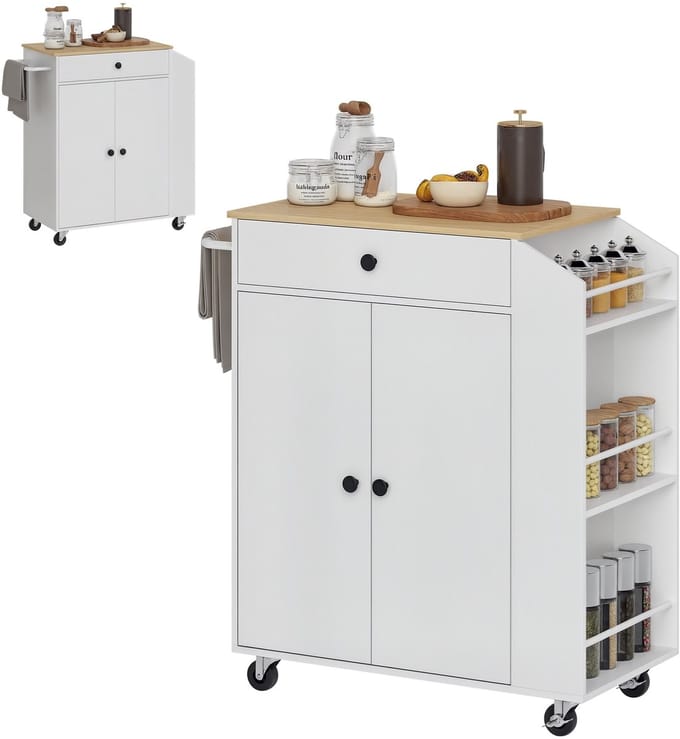 HOMCOM-Kücheninsel-Spanplatte, MDF-82L x 38B x 86,5H cm-Weiß