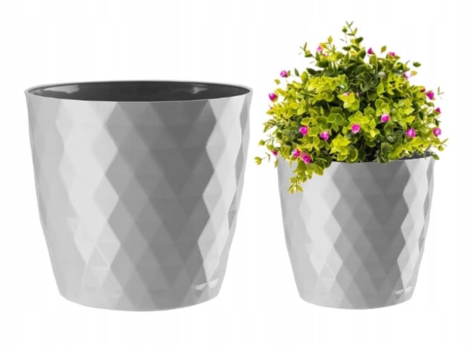 Galicja Cristal - Bloempot - 14 cm - 12 cm - Grijs