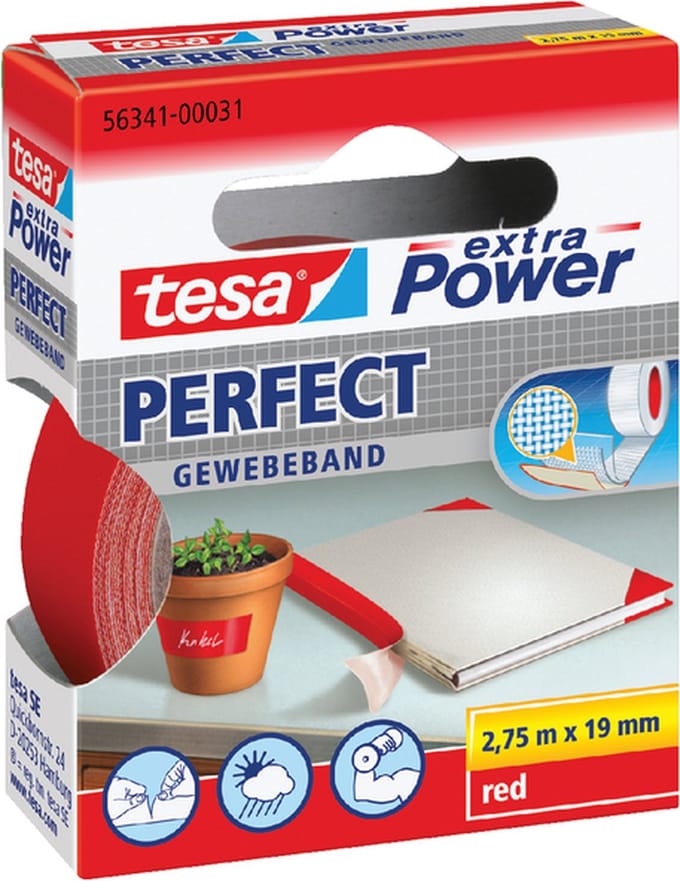 Textieltape tesa perfect 2.75mx19mm rood | 10 stuks