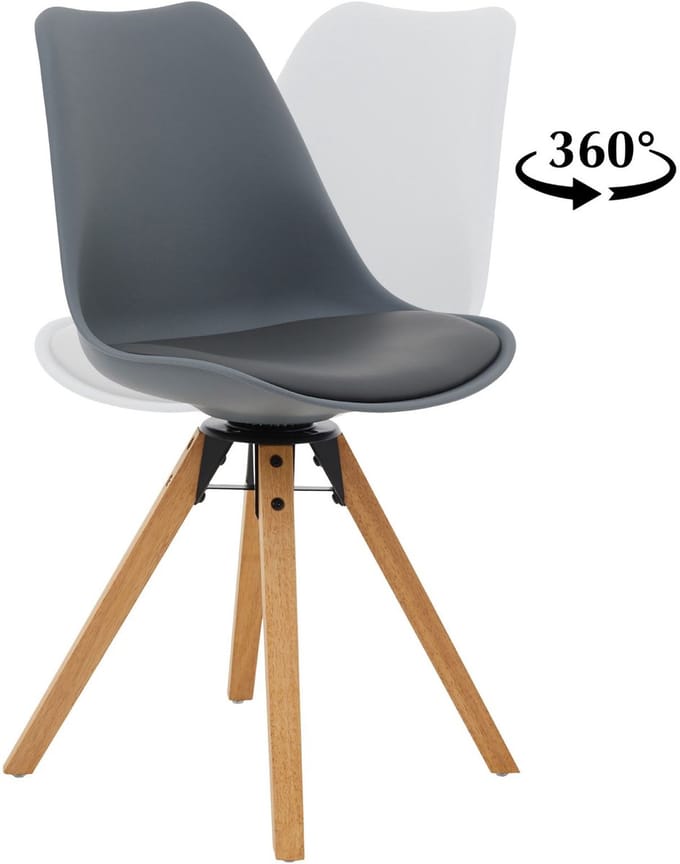 Eetkamerstoelen BOLIVIA, set van 2, draaibaar, met kunstleer - grijs