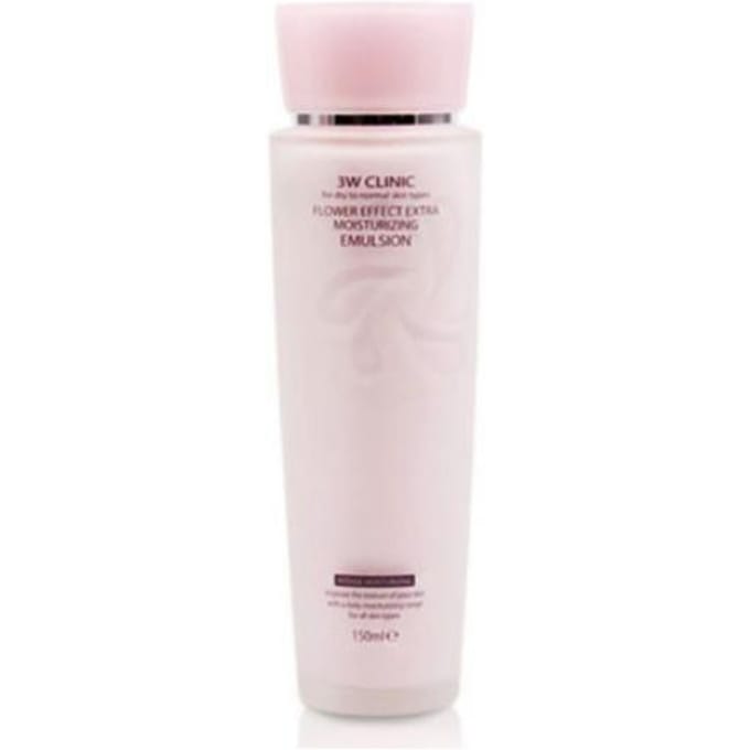 3W CLINIC Flower Effect Extra Moisture Skin Softener(Toner) 150ml, Emulsion 150ml (3 Options) #EMULSION 150ml x 1pcs white