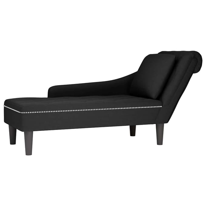 vidaXL - Chaise - longue - met - kussen - en - rechterarmleuning - fluweel - zwart