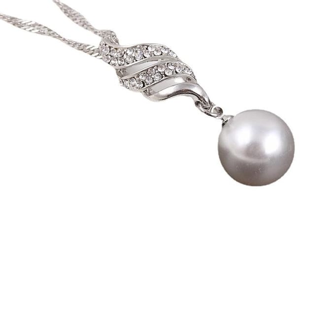 Ensemble de bijoux en spirale avec boucles d'oreilles et collier Smart Pearl, version coréenne, style simple argenté