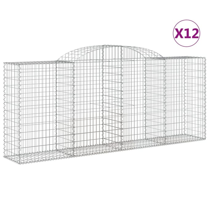 vidaXL - Schanskorven - 12 - st - gewelfd - 300x50x120/140 - cm - ijzer