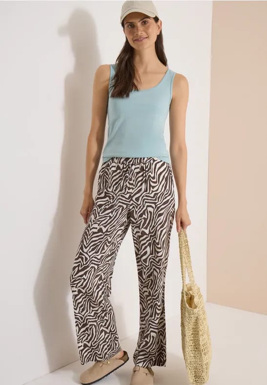 Straight Leg broek met zebraprint
