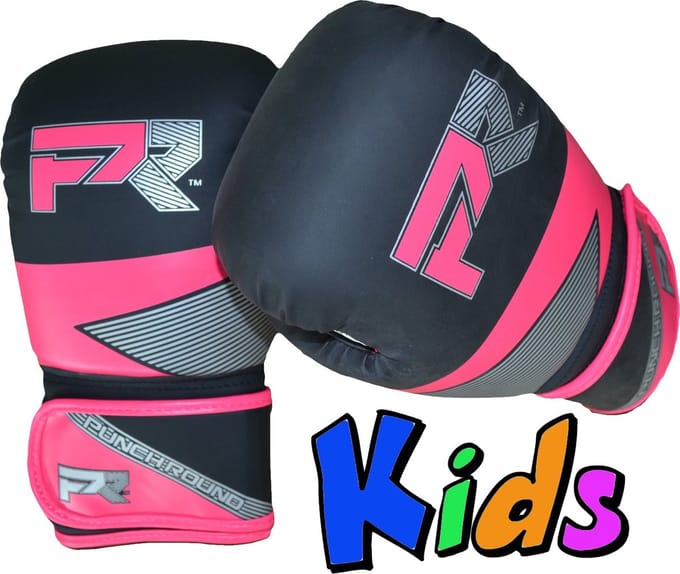 Punch Round Kids Bokshandschoenen Evoke Zwart Roze