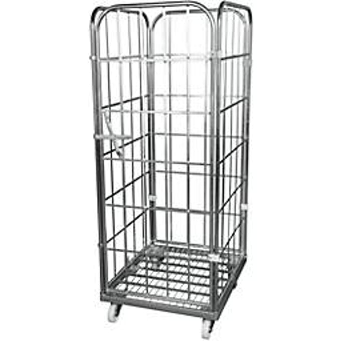 Rolcontainer, 4-zijdig, stalen grondplaat, met voorwand, H 1640 mm