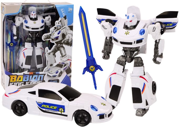 Playos® - Transformer - Auto / Robot - Politie - Licht en Geluid - Speelgoed Auto - Transformerende Auto