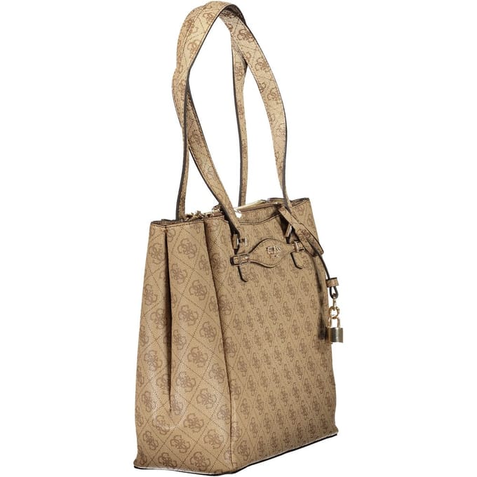 GUESS Handtas Schoudertas Katya Multi Comp Tote Latte Logo Lichtbruin
