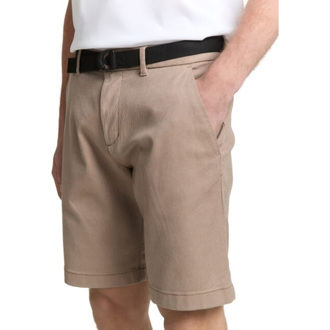 Tom Tailor Denim - TTREGULAR chino-short met riem - Maat M - beige tonal twill structure