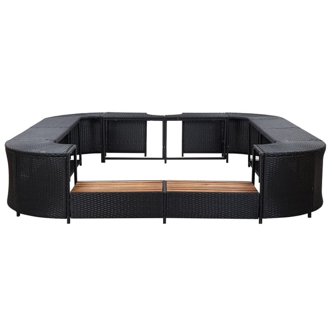 vidaXL - Spa-ombouw - vierkant - 268x268x55 - cm - poly - rattan - zwart