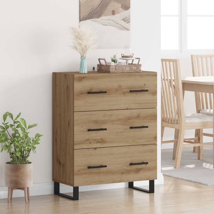 vidaXL - Dressoir - Artisan - Eiken - 69,5 - x - 34 - x - 90 - cm
