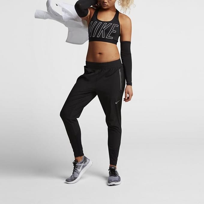 Nike Elastische Taille Hardlopen Sport Lange Broek Dames Onderstukken Zwart 885259-010 M black