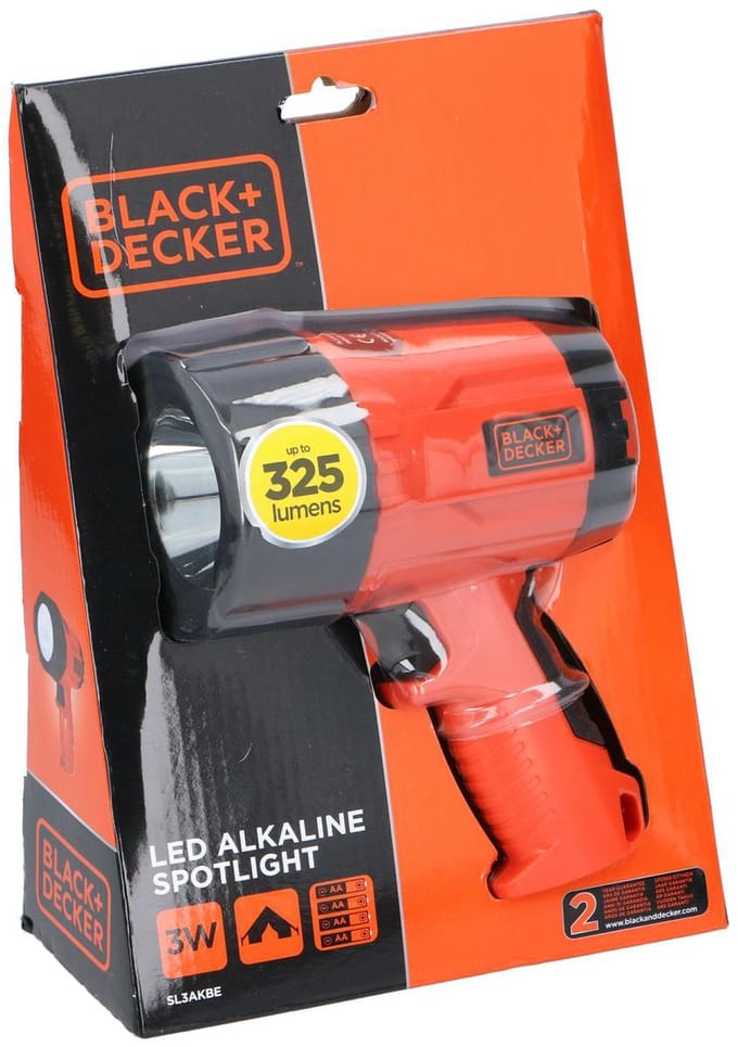 BLACK+DECKER Zaklamp Led 3 Watt 375 Lumen Zwart/oranje