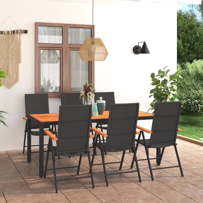 vidaXL - 7-delige - Tuinset - zwart - en - bruin