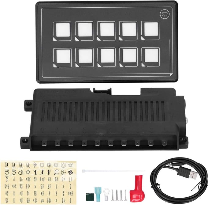 Membrane Control Switch Paneel met Bluetooth APP, LED Touch en Backlight voor RV en Boot - 10P Model met Ingebouwde PPTC Beveiliging