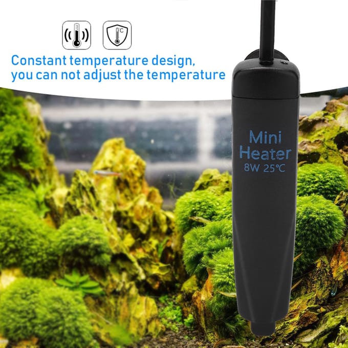Onbreekbare Mini Kachel met Constante Temperatuur Verwarming Warmer Aquarium  (8W) black
