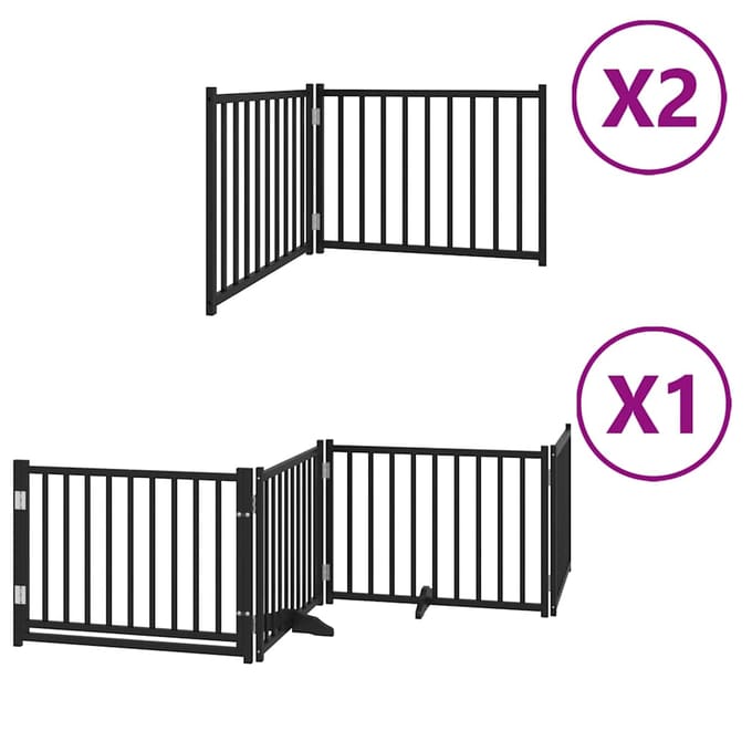 vidaXL - Hondenhek - inklapbaar - 8 - panelen - 640 - cm - populierenhout - zwart