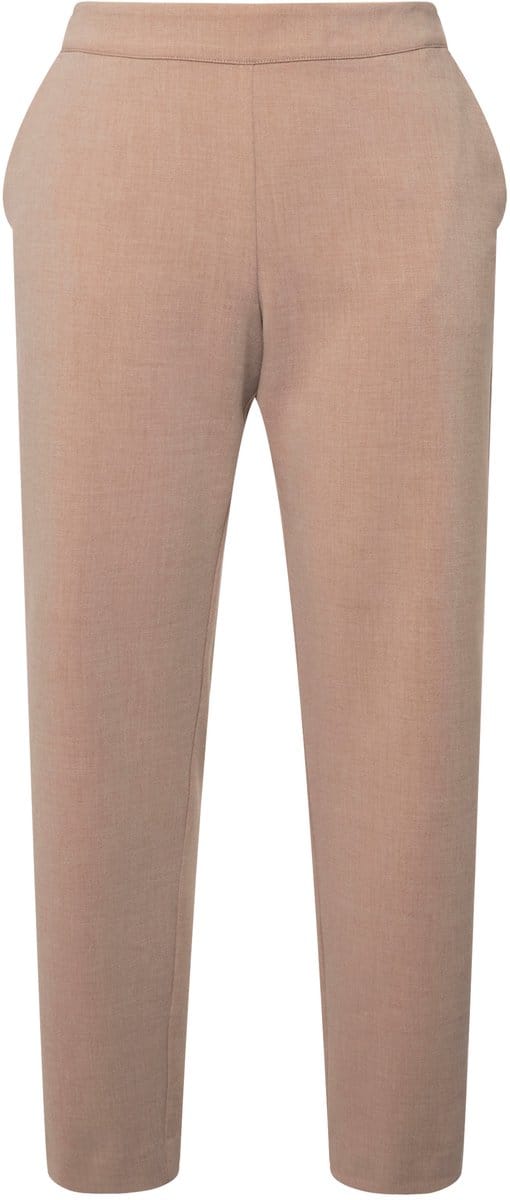 Ulla Popken - Dames - Broek smalle pijpen elastische band comfortabele stretch - Zand - Maat 44