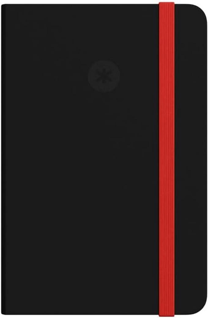 A5 Notitieboek Softcover Blanco 80 Vel - Zwart/Rood met Elastiek