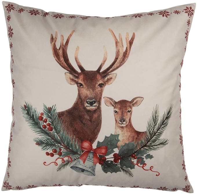 Clayre & Eef Kussenhoes 45x45 cm Beige Polyester Hert