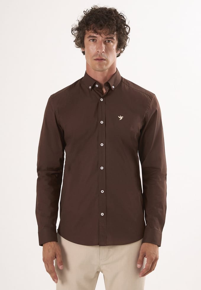 Felix Hardy Overhemd - Overhemden - 97% Katoen Heren Bruin - M