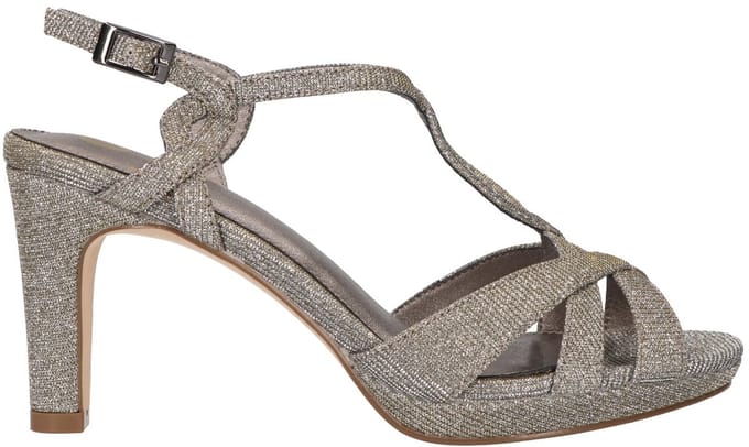 La Strada Sandaal Pewter Glitter Textiel - Damesschoenen - Maat - 41