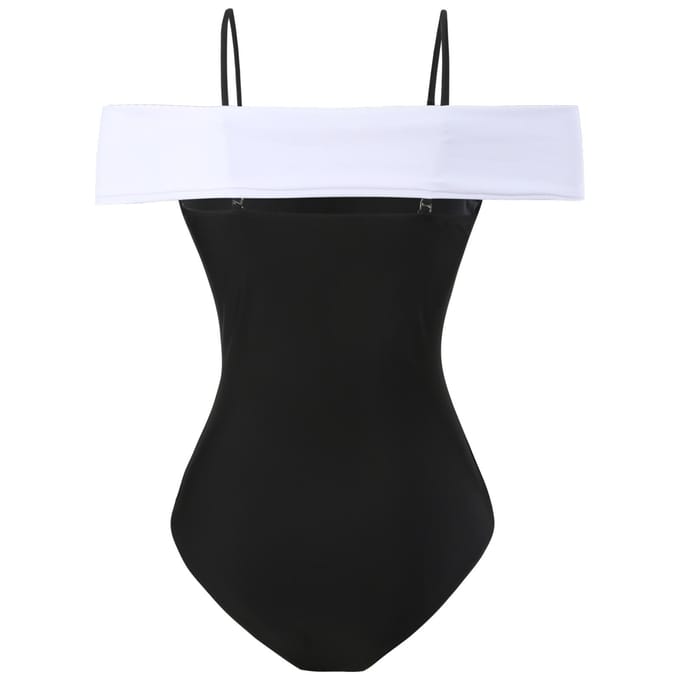 Nieuw Retro Eendelig Badpak Damespak met Gaas Rok Conservatief Badpak M black
