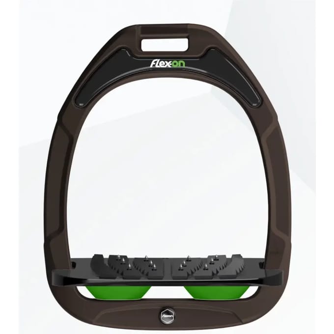 Veilige ruiterstijgbeugels Schuin Ultra Grip Bruin/Zwart/Groen Flex-On Safe-On