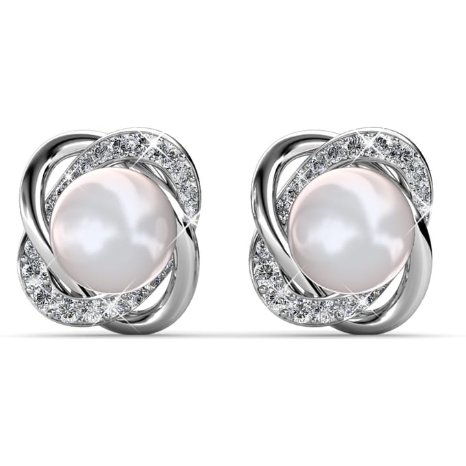 Simply Pearl oorbellen - Zilver en kristal