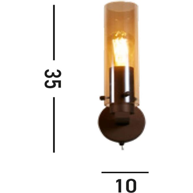 Searchlight Wandlamp Zweden II, 1-lamp, staal, glas, E27