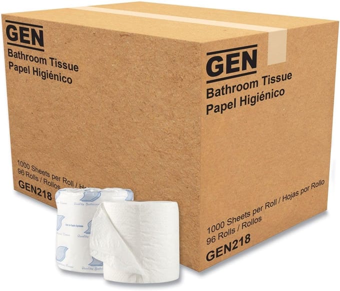 Toiletpapier Rollen - Badweefsel - Openbare Toiletten - 1000 Vellen Per Rol - 96 Stuks - Wit